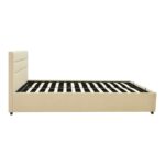 Molito velvet bed in ecru shade with storage space 120x200cm - Image 3