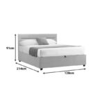 Molito velvet bed in ecru shade with storage space 120x200cm - Image 6