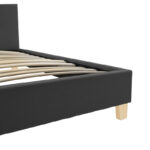 Mago bed dark grey color fabric with natural color wood leg 160x200cm - Image 3
