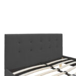 Mago bed dark grey color fabric with natural color wood leg 160x200cm - Image 5