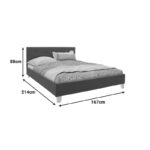 Mago bed dark grey color fabric with natural color wood leg 160x200cm - Image 6