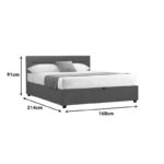 Molito bed in dark grey color fabric with storage space 160x200cm - Image 5