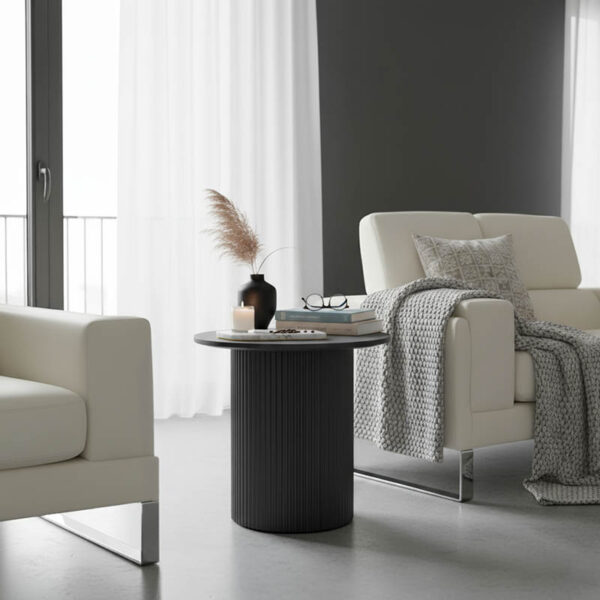 Dovel side table mdf in black shade D50x50cm