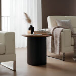 Dovel side table mdf in walnut -black shade D50x50cm