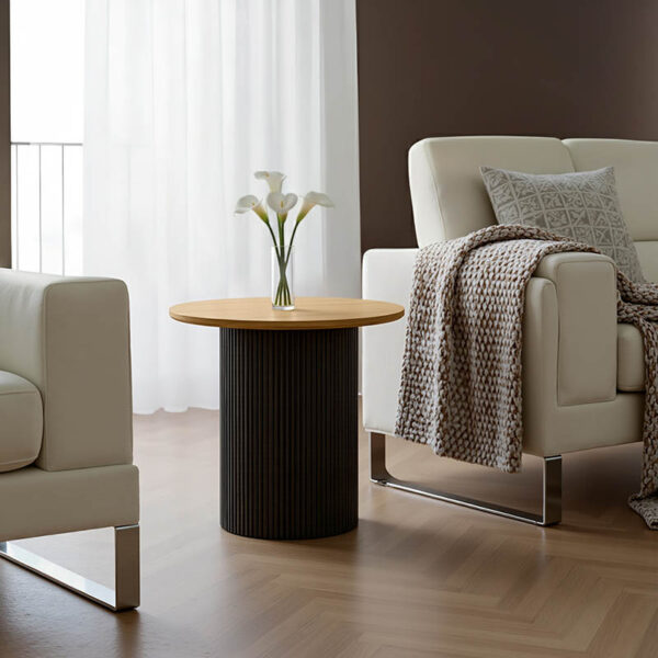 Dovel side table mdf in sonoma-black shade D50x50cm