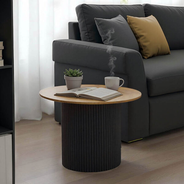 Dovel coffee table mdf in sonoma-black shade D70x45cm