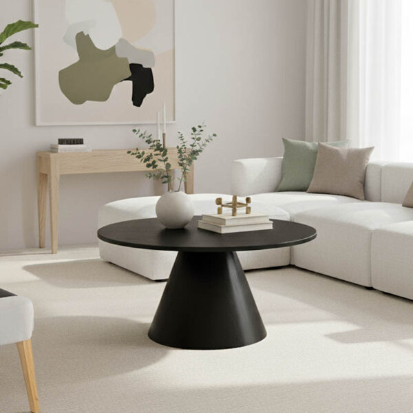 Donda coffee table mdf-metal in black shade D80x40cm