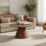 Donda coffee table mdf-metal in walnut shade D80x40cm