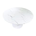 Balou table mdf in white with marble look D80x73cm - Image 2