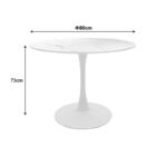 Balou table mdf in white with marble look D80x73cm - Image 4