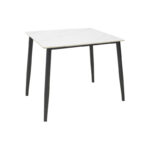 Маса Густас бел мермерен синтеруван камен - црн метал 80x80x76 см