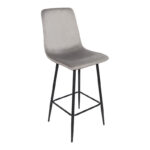 Grato bar-stool grey fabric-black metal leg 43.5x55x114cm
