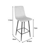 Grato bar-stool grey fabric-black metal leg 43.5x55x114cm - Image 4