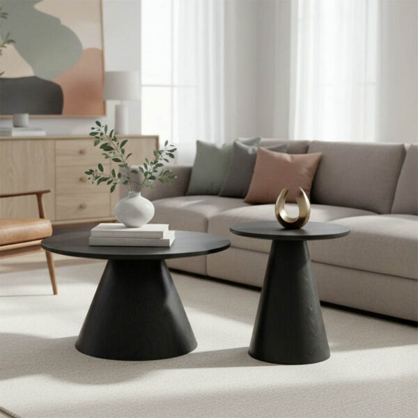 Donda mdf-metal coffee table set of 2 black