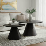 Donda mdf metal coffee table set of 2 black