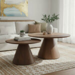 Donda mdf metal coffee table set of 2 walnut