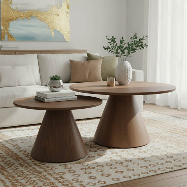 Donda mdf metal coffee table set of 2 walnut