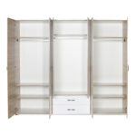 Dormie six-door wardrobe with drawers in white 206x52x213cm - Слика 2