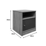 Foly bedside table with a cabinet in sonoma-anthracite shade 40x40x50cm - Слика 6