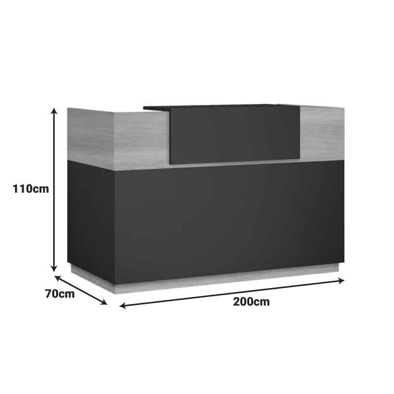 069-000098-3 Reception Lotus in oak -  dark grey color 200x70x110cm - Image 4