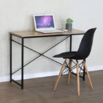 Working desk Bailon in oak color with black metal 100x40x70cm - Image 2