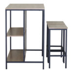 Set table bar Bailon in oak shade with black metal 100x60x95cm - Слика 3