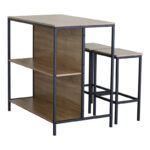 Set table bar Bailon in oak shade with black metal 100x60x95cm - Слика 4