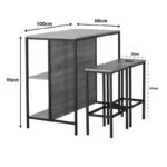 Set table bar Bailon in oak shade with black metal 100x60x95cm - Слика 6