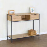 Console Regando in oak color with black metal 100x35x80cm - Image 2