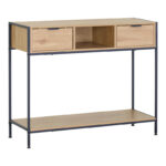 Console Regando in oak color with black metal 100x35x80cm