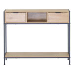 Console Regando in oak color with black metal 100x35x80cm - Image 3