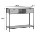 Console Regando in oak color with black metal 100x35x80cm - Image 5