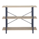 Floor shelf Nebranzo in oak color with black metal 106x35x80cm - Image 3