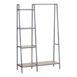 Entrance unit-shelf Herevy in oak color with black metal 101x35x160cm