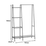 Entrance unit-shelf Herevy in oak color with black metal 101x35x160cm - Image 5