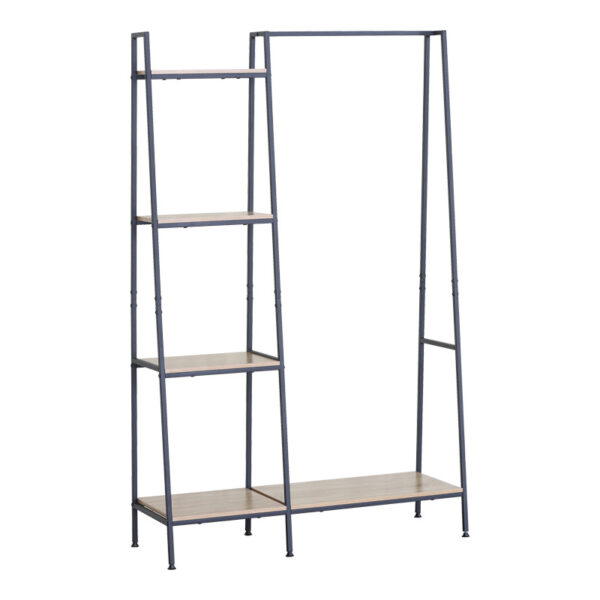 Entrance unit-shelf Herevy in oak color with black metal 101x35x160cm