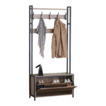 Entrance unit Ventoria in oak color with black metal 84x30x182cm - Image 2