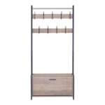 Entrance unit Ventoria in oak color with black metal 84x30x182cm - Image 3