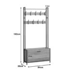 Entrance unit Ventoria in oak color with black metal 84x30x182cm - Image 5