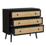Chest of 3 drawers Oslo  black-natural 90x39x79cm - Image 2