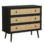 Chest of 3 drawers Oslo  black-natural 90x39x79cm