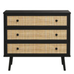 Chest of 3 drawers Oslo  black-natural 90x39x79cm - Image 3