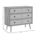 Chest of 3 drawers Oslo  black-natural 90x39x79cm - Image 4