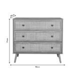 Chest of 3 drawers Oslo  black-natural 90x39x79cm - Image 5