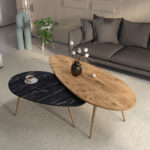 Monty 2pcs coffee tables in natural-black marble shade