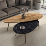 Monty 2pcs coffee tables in natural-black marble shade - Слика 3