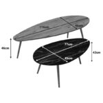 Monty 2pcs coffee tables in natural-black marble shade - Слика 4