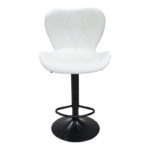 Bar stool Coozy adjustable height black matte metal with pu in white color 46x47x90-112cm - Слика 4