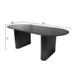 Dining table Nembou mdf in black and gold color 210x100x76cm - Слика 5