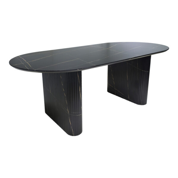 Dining table Nembou mdf in black and gold color 210x100x76cm